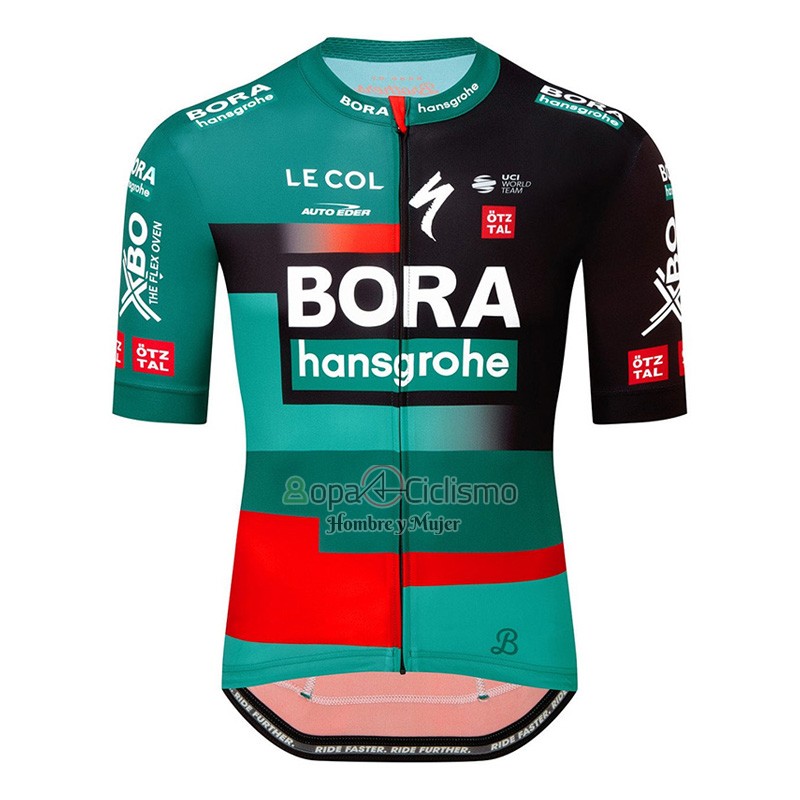 Bora-hansgrone Ropa Ciclismo Culotte Corto 2023 Mangas Cortas Verde Rojo2
